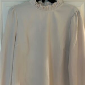 Elegant Cream Blouse with Ruffled Neckline